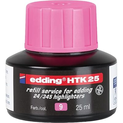 edding HTK 25 Nachfülltinte pink 25 ml mit Kapillarsystem, ideal zum sauberen und unkomplizierten Nachfüllen der Textmarker e-345 und e-24 edding HTK 25 Nachfülltinte pink 25 ml mit Kapillarsystem, ideal zum sauberen und unkomplizierten Nachfüllen der Textmarker e-345 und e-24
