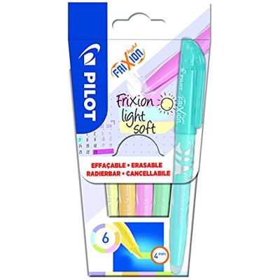 PILOT 6er-Set FriXion Light Soft Löschbare Textmarker in Pastellfarben Rosa, Gelb, Violett, Blau, Orange, Grün Abgeschrägte Spitze für feine oder breite Linien PILOT 6er-Set FriXion Light Soft Löschbare Textmarker in Pastellfarben Rosa, Gelb, Violett, Blau, Orange, Grün Abgeschrägte Spitze für feine oder breite Linien