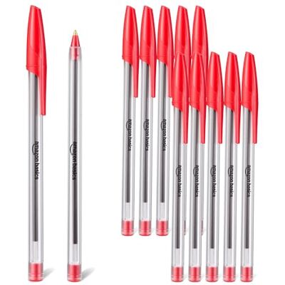 Amazon Basics Kugelschreiber-Set, Heimbüro, Schule, 1,0mm, Rot, 12er-Pack Amazon Basics Kugelschreiber-Set, Heimbüro, Schule, 1,0mm, Rot, 12er-Pack