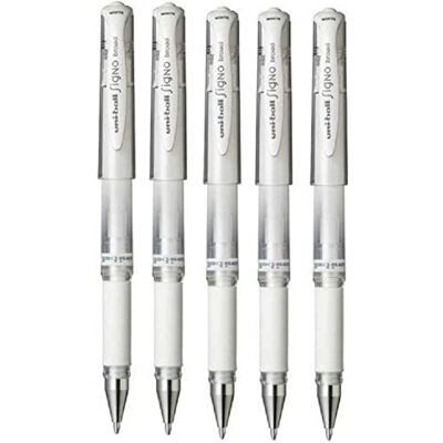 uni-ball Impact Gel-Kugelschreiber, breite Spitze, Weiß, 5 Stück uni-ball Impact Gel-Kugelschreiber, breite Spitze, Weiß, 5 Stück