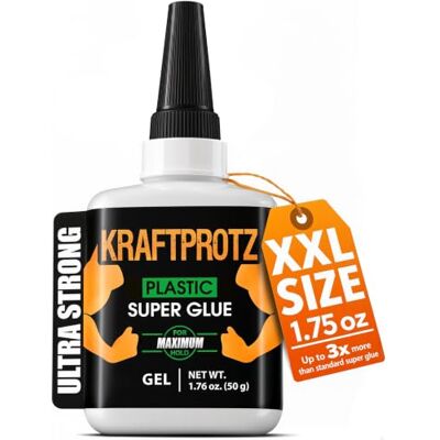 KRAFTPROTZ 50 g Sekundenkleber für Kunststoff extra stark, wasserfest, hitzebeständig & Verschluss gegen Austrocknung dickflüssiger Kunststoffkleber, Plastik Kleber für Kunststoff, Acrylglas ARKA KRAFTPROTZ 50 g Sekundenkleber für Kunststoff extra stark, wasserfest, hitzebeständig & Verschluss gegen Austrocknung dickflüssiger Kunststoffkleber, Plastik Kleber für Kunststoff, Acrylglas ARKA