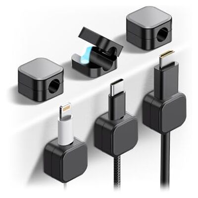 KollyKolla Kabelhalter Magnetisch 6 Stück, Kabelclips Selbstklebend mit Starkem Kleber & Einhandbedienung, Kabelhalter für Schreibtisch, Auto Passend für Ladekabel, USB, Kabelmanagement Zubehör Schwarz KollyKolla Kabelhalter Magnetisch 6 Stück, Kabelclips Selbstklebend mit Starkem Kleber & Einhandbedienung, Kabelhalter für Schreibtisch, Auto Passend für Ladekabel, USB, Kabelmanagement Zubehör Schwarz