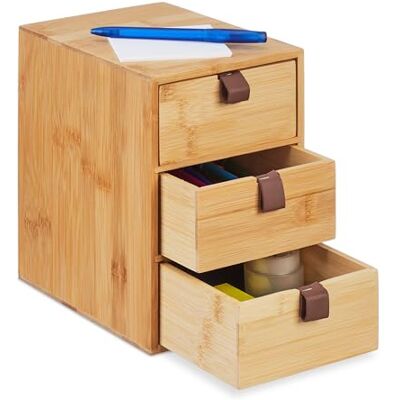 Relaxdays Schreibtisch Organizer, 3 Schubladen, Bambus, HxBxT: 21 x 15 x 20 cm, Schubladenbox Home Office & Büro, Natur Relaxdays Schreibtisch Organizer, 3 Schubladen, Bambus, HxBxT: 21 x 15 x 20 cm, Schubladenbox Home Office & Büro, Natur