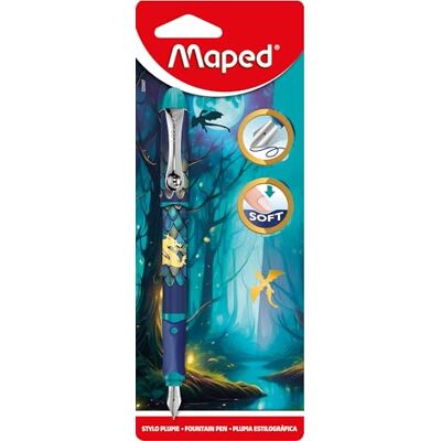 Maped Füllfederhalter Dragon – Stahlfeder Iridiumspitze – nachfüllbarer Füllfederhalter – weiches und flüssiges Schreiben – Tintenroller für die Schule Maped Füllfederhalter Dragon – Stahlfeder Iridiumspitze – nachfüllbarer Füllfederhalter – weiches und flüssiges Schreiben – Tintenroller für die Schule