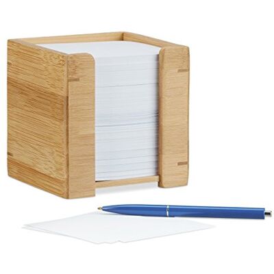 Relaxdays Zettelbox Bambus, Zettelkasten Holz, Notizzettel Halter, 900 Blatt, H x B x T: 10,5 x 10,5 x 10,5 cm, natur Relaxdays Zettelbox Bambus, Zettelkasten Holz, Notizzettel Halter, 900 Blatt, H x B x T: 10,5 x 10,5 x 10,5 cm, natur