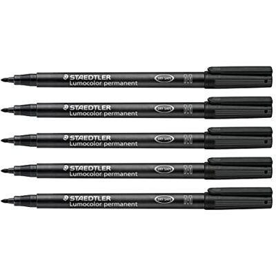 Staedtler Folienstift Lumocolor permanent, wisch- und wasserfest auf fast allen Flächen, Linienbreite M 1 mm, nachfüllbar, lange Lebensdauer, 5 schwarze Universalstifte, 317-9X Staedtler Folienstift Lumocolor permanent, wisch- und wasserfest auf fast allen Flächen, Linienbreite M 1 mm, nachfüllbar, lange Lebensdauer, 5 schwarze Universalstifte, 317-9X