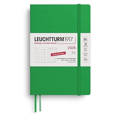 LEUCHTTURM1917 372612 Monatsplaner & Notizbuch Paperback (B6+) 2026, 16 Monate (01 November 2025-28. Februar 2027), Softcover, Spring Leaf, Deutsch LEUCHTTURM1917 372612 Monatsplaner & Notizbuch Paperback (B6+) 2026, 16 Monate (01 November 2025-28. Februar 2027), Softcover, Spring Leaf, Deutsch