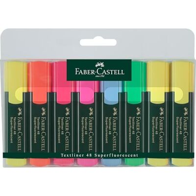 Faber-Castell Textmarker TEXTLINER 48 Promo 8er Set Nachfüllbare Leuchtmarker mit Keilspitze für Schule, Büro und farbiges Markieren Faber-Castell Textmarker TEXTLINER 48 Promo 8er Set Nachfüllbare Leuchtmarker mit Keilspitze für Schule, Büro und farbiges Markieren