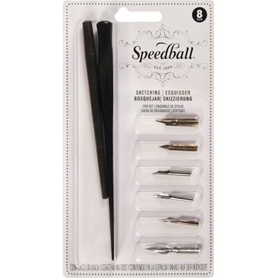 Speedball Skizzierstift-Set, 2 Stifthalter mit 6 Stiftspitzen Speedball Skizzierstift-Set, 2 Stifthalter mit 6 Stiftspitzen