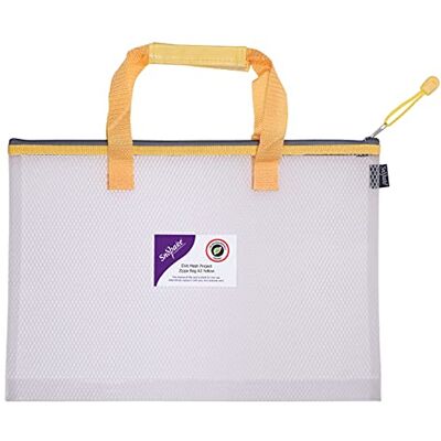 Snopake 15877 Tasche für Projekte/Bücher, A3, hohe Kapazität, EVA-Netzstoff, robust, mit weichem Tragegriff, transparent/gelb, ohne PVC, ohne Weichmacher, 1 Stück Snopake 15877 Tasche für Projekte/Bücher, A3, hohe Kapazität, EVA-Netzstoff, robust, mit weichem Tragegriff, transparent/gelb, ohne PVC, ohne Weichmacher, 1 Stück