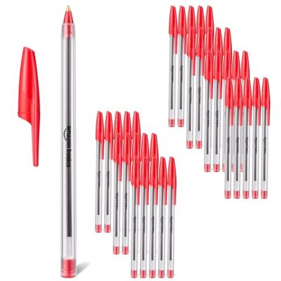 Amazon Basics Kugelschreiber-Set, Heimbüro, Schule, 1,0mm, Rot, 36er-Pack Amazon Basics Kugelschreiber-Set, Heimbüro, Schule, 1,0mm, Rot, 36er-Pack
