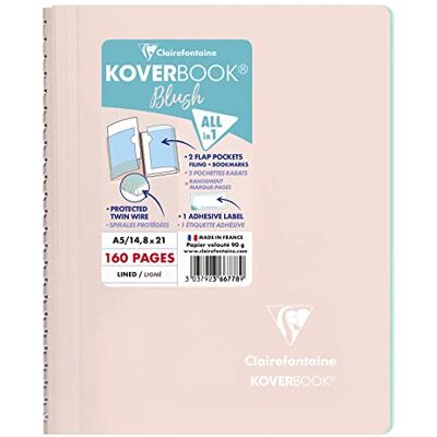 Clairefontaine 366778C Spiralblock Koverbook Blush, DIN A5, 14,8 x 21cm, 80 Blatt, liniert, 1 Stück, Rosa Perlmutt/ Minzgrün Clairefontaine 366778C Spiralblock Koverbook Blush, DIN A5, 14,8 x 21cm, 80 Blatt, liniert, 1 Stück, Rosa Perlmutt/ Minzgrün