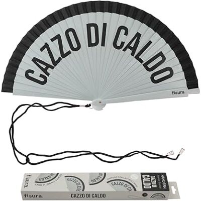 FISURA – Origineller Fächer mit Aufschrift „Cazzo di caldo“. Handventilator aus wendbarem Holz, modern und farbig. Graue-schwarze Töne. Inklusive Haken. Größe: 42,5 x 23 cm FISURA – Origineller Fächer mit Aufschrift „Cazzo di caldo“. Handventilator aus wendbarem Holz, modern und farbig. Graue-schwarze Töne. Inklusive Haken. Größe: 42,5 x 23 cm