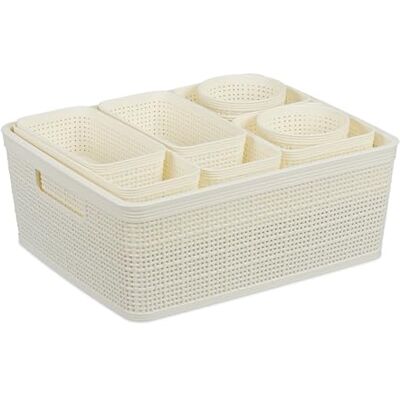 Relaxdays Schubladen Organizer 10-TLG. Set, Kunststoff Trennbox, weiß Relaxdays Schubladen Organizer 10-TLG. Set, Kunststoff Trennbox, weiß