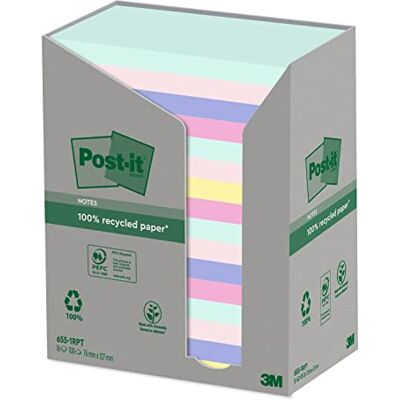 Post-it Recycling-Notes, 16 Blöcke (1600 Blatt), 127 mm x 76 mm Selbstklebende Notizzettel aus Recyclingpapier für Erinnerungen, Listen und Planung; Haften und Lassen Sich Sauber Entfernen Post-it Recycling-Notes, 16 Blöcke (1600 Blatt), 127 mm x 76 mm Selbstklebende Notizzettel aus Recyclingpapier für Erinnerungen, Listen und Planung; Haften und Lassen Sich Sauber Entfernen