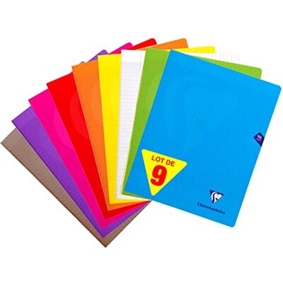 Clairefontaine 299361AMZC Set mit 9 Heften Mimesys, 48 Blatt, DIN A4+, 24 x 32cm, 90g, französische Lineatur, 1 Set, farbig sortiert Clairefontaine 299361AMZC Set mit 9 Heften Mimesys, 48 Blatt, DIN A4+, 24 x 32cm, 90g, französische Lineatur, 1 Set, farbig sortiert