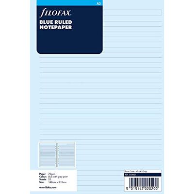 Filofax 343001 Notizpapier A5, liniert, blau Filofax 343001 Notizpapier A5, liniert, blau