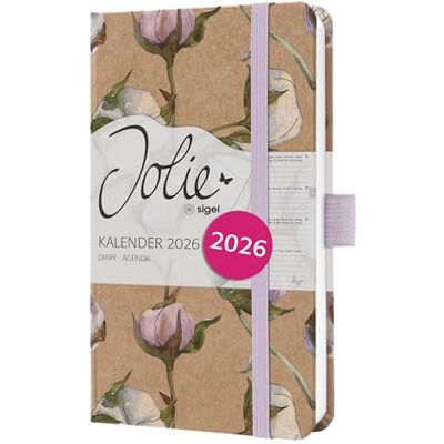 Sigel J6804 Wochenkalender 2026 A6, flieder, rose, Hardcover aus Kraftpapier, Gummiband, Stiftschlaufe, 174 Seiten, vegan, Buchkalender, Terminplaner Taschenkalender Jolie Sigel J6804 Wochenkalender 2026 A6, flieder, rose, Hardcover aus Kraftpapier, Gummiband, Stiftschlaufe, 174 Seiten, vegan, Buchkalender, Terminplaner Taschenkalender Jolie