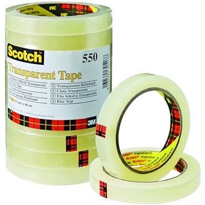 Scotch 550 Transparentes Klebeband, 10 Rollen, 15 mm x 66 m Transparentes Klebeband für Schule, Zuhause und Büro; Einfach zu Verwenden, zum Verpacken und Reparieren Scotch 550 Transparentes Klebeband, 10 Rollen, 15 mm x 66 m Transparentes Klebeband für Schule, Zuhause und Büro; Einfach zu Verwenden, zum Verpacken und Reparieren