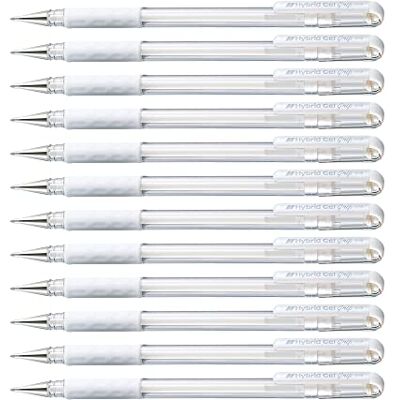 Pentel K118-LW Hybrid Gel Pastell Grip Tintenroller mit pigmentierter Tinte, 12-er Packung, weiß Pentel K118-LW Hybrid Gel Pastell Grip Tintenroller mit pigmentierter Tinte, 12-er Packung, weiß