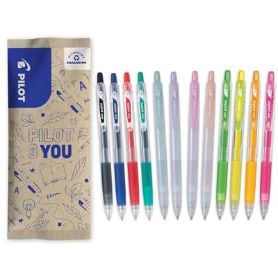 PILOT 12er-Set Pop'Lol Gel-Tinten-Roller Druck- und Nachfüllbar Flüssiges Schreiben Neonfarben Grün, Gelb, Orange, Rosa + Blau Mittlere Spitze PILOT 12er-Set Pop'Lol Gel-Tinten-Roller Druck- und Nachfüllbar Flüssiges Schreiben Neonfarben Grün, Gelb, Orange, Rosa + Blau Mittlere Spitze