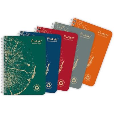 Clairefontaine 68442C Spiralheft Forever Premium, DIN A6, 100% recycelt, 60 Blatt mikroperforiert und abtrennbar, kariert, weiß 90g, farbig sortiert, 1 Stück Clairefontaine 68442C Spiralheft Forever Premium, DIN A6, 100% recycelt, 60 Blatt mikroperforiert und abtrennbar, kariert, weiß 90g, farbig sortiert, 1 Stück