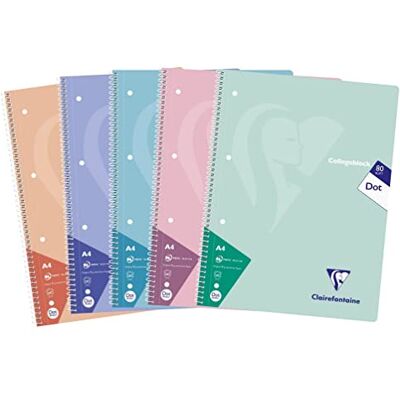 Clairefontaine 306253C Packung mit 5 Heften / Collegeblöcken, DIN A4, 80 Blatt 90g dot/punktkariert, Pastellfarben sortiert, 1 Pack Clairefontaine 306253C Packung mit 5 Heften / Collegeblöcken, DIN A4, 80 Blatt 90g dot/punktkariert, Pastellfarben sortiert, 1 Pack