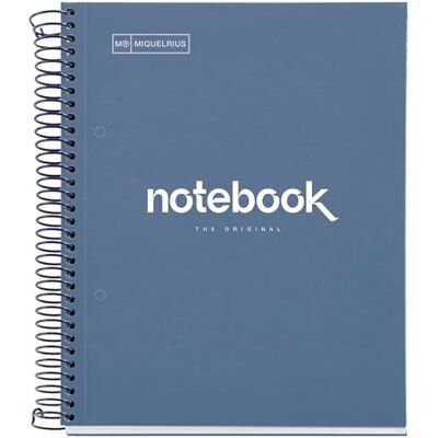 Miquelrius Notizbuch A5 Notebook Emotions, 120 Blatt 90 g/m², Raster 5 x 5 mm, 5 Farbige Streifen, Mikroperforierte Spirale, Extra fester Einband, 2 Löcher, Farbe Marineblau Miquelrius Notizbuch A5 Notebook Emotions, 120 Blatt 90 g/m², Raster 5 x 5 mm, 5 Farbige Streifen, Mikroperforierte Spirale, Extra fester Einband, 2 Löcher, Farbe Marineblau