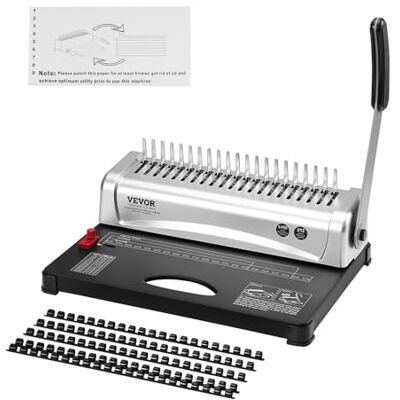 VEVOR Bindemaschine, Kammbindemaschine 21-Loch-Bindung 450 Blatt, Buchbindemaschine mit 100 Stück 3/8 Zoll Kammbinderücken, für Briefgröße, A4, A5 VEVOR Bindemaschine, Kammbindemaschine 21-Loch-Bindung 450 Blatt, Buchbindemaschine mit 100 Stück 3/8 Zoll Kammbinderücken, für Briefgröße, A4, A5