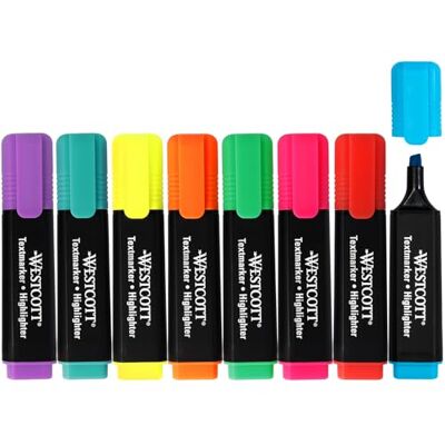 Westcott Textmarker 8 Stück Mix 8er Set Highlighter Marker in leuchtenden Farben 2-5 mm Strichstärke Premium Tinte aus Deutschland E-744252 00 Westcott Textmarker 8 Stück Mix 8er Set Highlighter Marker in leuchtenden Farben 2-5 mm Strichstärke Premium Tinte aus Deutschland E-744252 00
