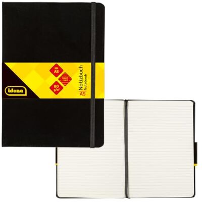 Idena 209284 Notizbuch DIN A5, 192 Seiten, 80 g/m², liniert, schwarz Idena 209284 Notizbuch DIN A5, 192 Seiten, 80 g/m², liniert, schwarz