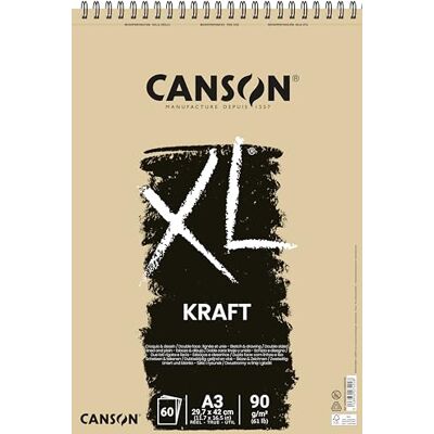 Canson 400039142 XL Kraft gerippt Skizzenblock, 90 g/qm, 60 Blatt pro Block "Spirale an der kurzen Seite ", 297 x 432 mm, hellbraun Canson 400039142 XL Kraft gerippt Skizzenblock, 90 g/qm, 60 Blatt pro Block "Spirale an der kurzen Seite ", 297 x 432 mm, hellbraun