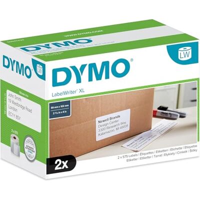 Dymo Original LabelWriter Versand/Namensschild-Etiketten 102 mm x 59 mm 2 Rollen mit je 575 leicht ablösbaren Etiketten (1.150 Etiketten) für LabelWriter 4XL/5XL Etikettendrucker Dymo Original LabelWriter Versand/Namensschild-Etiketten 102 mm x 59 mm 2 Rollen mit je 575 leicht ablösbaren Etiketten (1.150 Etiketten) für LabelWriter 4XL/5XL Etikettendrucker