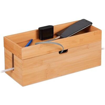 Relaxdays Kabelbox für 2 Steckdosenleisten, Bambus, Kabelkiste mit Ablage, HBT: 14 x 34 x 14 cm, Kabel verstecken, Natur Relaxdays Kabelbox für 2 Steckdosenleisten, Bambus, Kabelkiste mit Ablage, HBT: 14 x 34 x 14 cm, Kabel verstecken, Natur