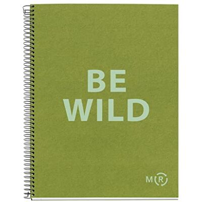 Miquelrius Be Eco A4 Notizbuch, 80 Blatt 90 g/m², 7 mm horizontale Linien, 1 Farbstreifen, fester Einband, olivgrüne Botschaften Miquelrius Be Eco A4 Notizbuch, 80 Blatt 90 g/m², 7 mm horizontale Linien, 1 Farbstreifen, fester Einband, olivgrüne Botschaften