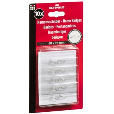 Durable Namensschild, Wellennadel, verdeckte Spitze, transp. Kunststoff, 75 x 40 mm, 10 St, 860819 Durable Namensschild, Wellennadel, verdeckte Spitze, transp. Kunststoff, 75 x 40 mm, 10 St, 860819