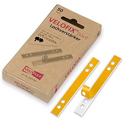 VELOFLEX 2003500 Lochverstärker VELOFIX pure, 105x15mm, FSC zertifiziertes Papier, selbstklebend, Lochabstand 60 & 80mm, zur Heftrandverstärkung,besonders von Zeichnungen, Plänen, 50er Packung, weiß VELOFLEX 2003500 Lochverstärker VELOFIX pure, 105x15mm, FSC zertifiziertes Papier, selbstklebend, Lochabstand 60 & 80mm, zur Heftrandverstärkung,besonders von Zeichnungen, Plänen, 50er Packung, weiß
