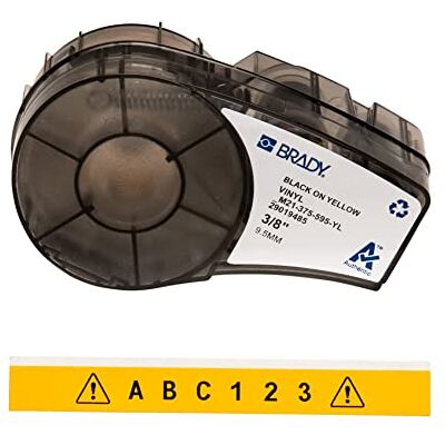 Brady Vinyl-Etiketten für Etikettendrucker M211 & M210 Vinyl-Klebe-Druckeretiketten Industrieetikettenband für Kabel/Namensetiketten Schwarz auf Gelb (9.53mm x 6.40m) M21-375-595-YL Brady Vinyl-Etiketten für Etikettendrucker M211 & M210 Vinyl-Klebe-Druckeretiketten Industrieetikettenband für Kabel/Namensetiketten Schwarz auf Gelb (9.53mm x 6.40m) M21-375-595-YL