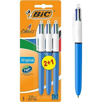BIC 4 Farben Kugelschreiber Set 4 Colours Original, 3er Pack, Ideal für das Büro, das Home Office oder die Schule BIC 4 Farben Kugelschreiber Set 4 Colours Original, 3er Pack, Ideal für das Büro, das Home Office oder die Schule