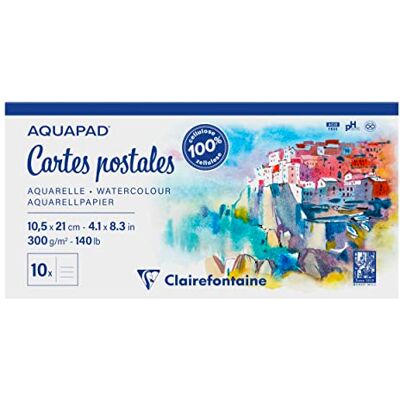 Clairefontaine 975955C Reisealbum Aquapad DIN A5 14,8x21cm, geleimt mit 10 Bogen 300g, ideal für die Gestaltung eigener Postkarten, 1 Stück Clairefontaine 975955C Reisealbum Aquapad DIN A5 14,8x21cm, geleimt mit 10 Bogen 300g, ideal für die Gestaltung eigener Postkarten, 1 Stück