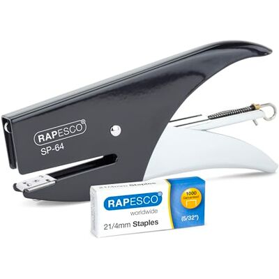 Rapesco 1267 SP-64 Heftzange und 1000 Heftklammern Typs 21 / 4mm, Schwarz 12 Blatt Kapazität Rapesco 1267 SP-64 Heftzange und 1000 Heftklammern Typs 21 / 4mm, Schwarz 12 Blatt Kapazität