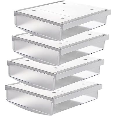 TUKA-i-AKUT TUKA 4X 1,7L Unterschreibtisch-Schubladen 21x18x5,4cm, Selbstklebende Schubladen, Versteckte Unterbauschublade Aufbewahrungsbox unter Schreibtisch, Utensilien Stiftebox Matte Transparent 4er TKD8608 TUKA-i-AKUT TUKA 4X 1,7L Unterschreibtisch-Schubladen 21x18x5,4cm, Selbstklebende Schubladen, Versteckte Unterbauschublade Aufbewahrungsbox unter Schreibtisch, Utensilien Stiftebox Matte Transparent 4er TKD8608