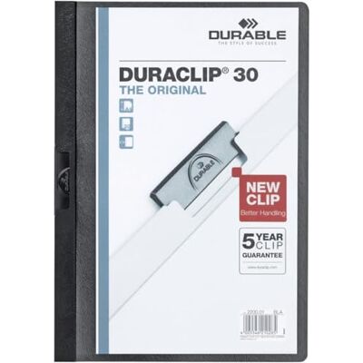 Durable Duraclip Original 30,Klemm-Mappe, A4, 25 Stück, schwarz, 220001 Dokumentenmappe für 1-30 Blatt, Klemmhefter für ungelochtes Papier, Füllhöhe 3 mm, Cliphefter aus Kunststoff, Made in Germany Durable Duraclip Original 30,Klemm-Mappe, A4, 25 Stück, schwarz, 220001 Dokumentenmappe für 1-30 Blatt, Klemmhefter für ungelochtes Papier, Füllhöhe 3 mm, Cliphefter aus Kunststoff, Made in Germany
