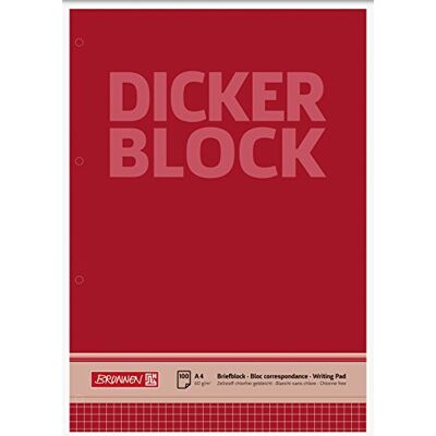 BRUNNEN 1052788 Briefblock/Schreibblock/Der dicke Block (A4, kariert, 100 Blatt, 60g/m², 4-fach gelocht) BRUNNEN 1052788 Briefblock/Schreibblock/Der dicke Block (A4, kariert, 100 Blatt, 60g/m², 4-fach gelocht)