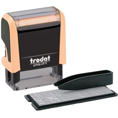 Trodat Printy 4911 Typomatic, Textstempel zum Selbersetzen pastellcreme Abdruck 37x13 mm, Abdruck schwarz, selbstfärbend, dokumentenecht, inkl. 1 Zeichenset in 3 mm Schrifthöhe und Pinzette Trodat Printy 4911 Typomatic, Textstempel zum Selbersetzen pastellcreme Abdruck 37x13 mm, Abdruck schwarz, selbstfärbend, dokumentenecht, inkl. 1 Zeichenset in 3 mm Schrifthöhe und Pinzette