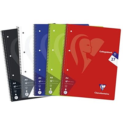 Clairefontaine 307227C Packung mit 5 Heften / Collegeblöcken, DIN A4, 80 Blatt 90g liniert mit Doppelrand, Lineatur Nr. 27, Farben sortiert, 1 Pack Clairefontaine 307227C Packung mit 5 Heften / Collegeblöcken, DIN A4, 80 Blatt 90g liniert mit Doppelrand, Lineatur Nr. 27, Farben sortiert, 1 Pack