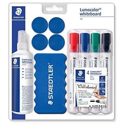 Staedtler Whiteboard-Set Lumocolor, praktische Grundausstattung für Whiteboards mit Marker, Wischer, Reinigungsspray und Haftmagneten, hohe Qualität Made in Germany, 613 S Staedtler Whiteboard-Set Lumocolor, praktische Grundausstattung für Whiteboards mit Marker, Wischer, Reinigungsspray und Haftmagneten, hohe Qualität Made in Germany, 613 S