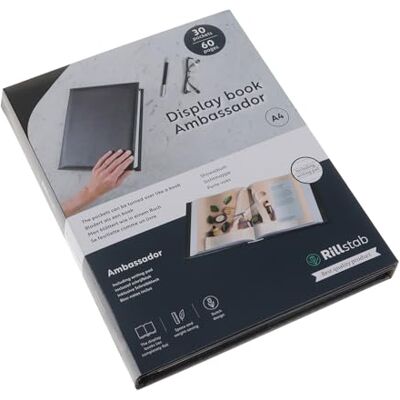 Rillstab Sichtbuch A4 Kunstleder, 30 Hüllen, 60 Ansichten, Präsentationsmappe 32,5 x 24,5 x 3,2 cm, schwarz, reflexionsarmes Polypropylen 50 µm, abgerundete Kanten, Dokumente ohne Lochen einschieben Rillstab Sichtbuch A4 Kunstleder, 30 Hüllen, 60 Ansichten, Präsentationsmappe 32,5 x 24,5 x 3,2 cm, schwarz, reflexionsarmes Polypropylen 50 µm, abgerundete Kanten, Dokumente ohne Lochen einschieben