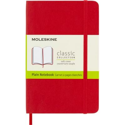 Moleskine Klassisches Notizbuch, Notizbuch mit Weißen Seiten, Weicher Einband und Elastischer Verschluss, Pocket Format 9 x 14 cm, Rot, 192 Seiten Moleskine Klassisches Notizbuch, Notizbuch mit Weißen Seiten, Weicher Einband und Elastischer Verschluss, Pocket Format 9 x 14 cm, Rot, 192 Seiten