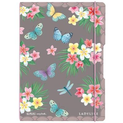 Herlitz Notizheft flex, A4, 2 x 40 Blatt, kariert und liniert, Motiv: Ladylike Butterflies, 1 Stück Herlitz Notizheft flex, A4, 2 x 40 Blatt, kariert und liniert, Motiv: Ladylike Butterflies, 1 Stück